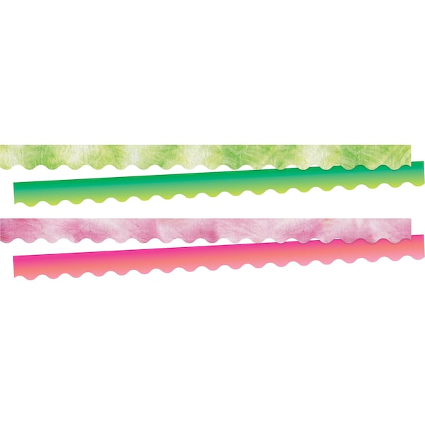 Barker Creek Tie-Dye & Ombr Pink & Lime Double-Sided Scalloped Trim, 52/set, PK52 4358 - main